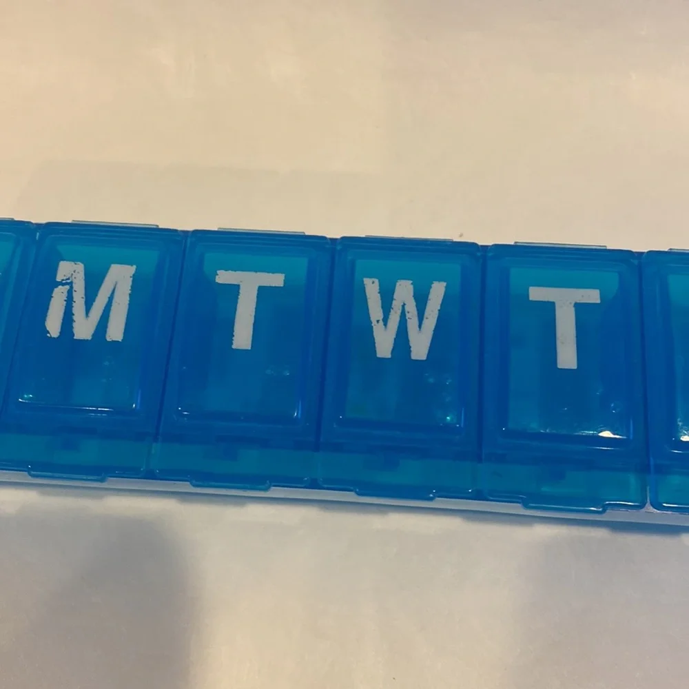 CVS 5-Day Pill Box Clear Blue w/ White Letters and Braille Lettering